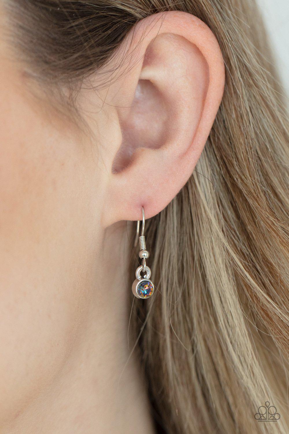 Cosmic Countess Multi Iridescent Oil Spill Rhinestone Necklace - Paparazzi Accessories - free matching earrings -CarasShop.com - Paparazzi Jewelry by Cara Jewels