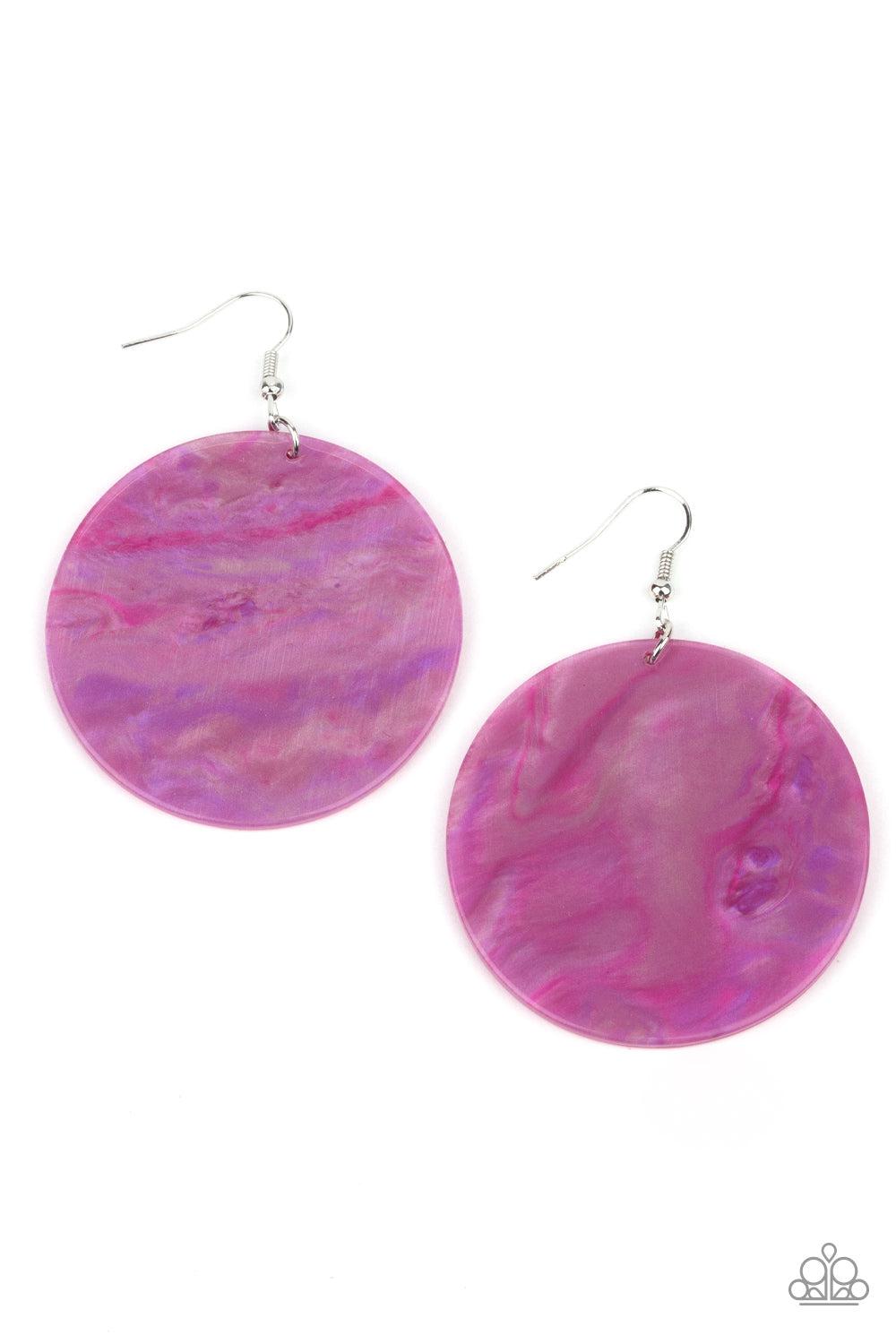 Cosmic Rainbow Multi - Rainbow Iridescent Pink Acrylic Earrings - Paparazzi Accessories-CarasShop.com - Paparazzi Jewelry by Cara Jewels