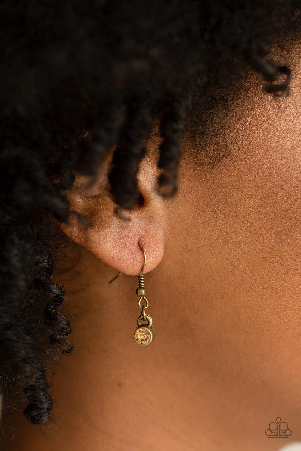 Court Couture Brass Necklace - Paparazzi Accessories - free matching earrings -CarasShop.com - Paparazzi Jewelry by Cara Jewels