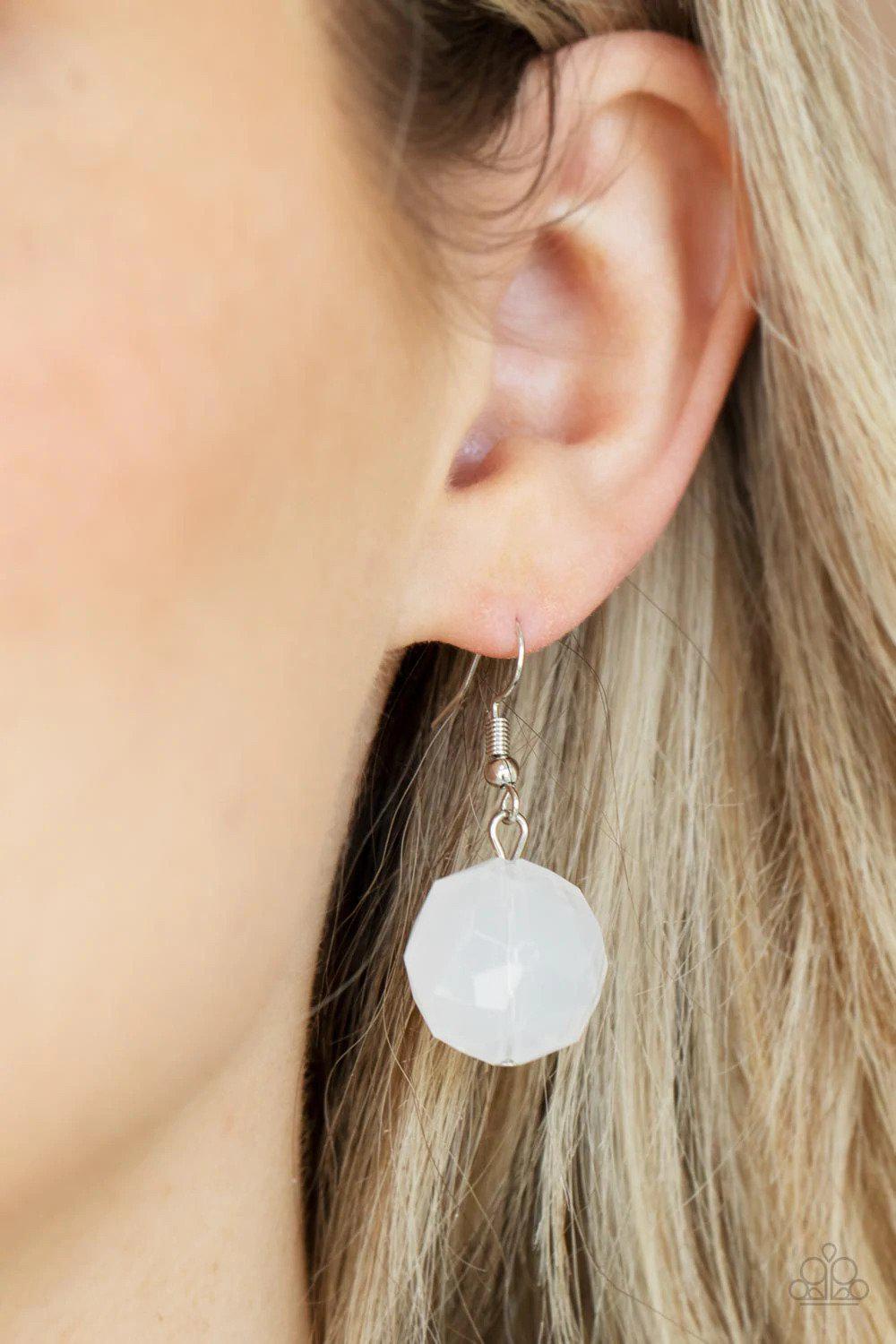 DEW What You Wanna DEW White Necklace - Paparazzi Accessories - free matching earrings -CarasShop.com - Paparazzi Jewelry by Cara Jewels