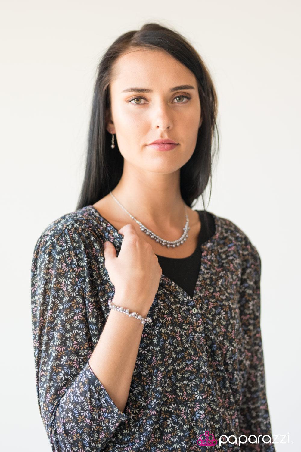 Date With Divine Silver Pearl Bracelet - Paparazzi Accessories-CarasShop.com - Paparazzi Jewelry by Cara Jewels