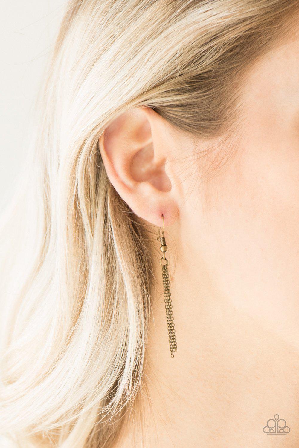 Deco Decadence Brass Necklace - Paparazzi Accessories - free matching earrings -CarasShop.com - Paparazzi Jewelry by Cara Jewels