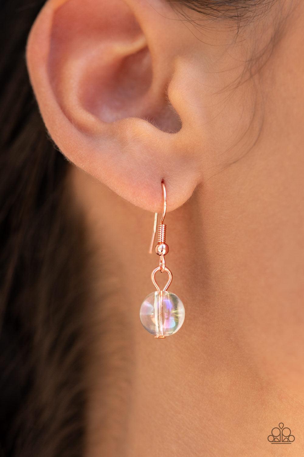 Deep Space Diva Copper & Iridescent Bead Necklace - Paparazzi Accessories - free matching earrings -CarasShop.com - Paparazzi Jewelry by Cara Jewels