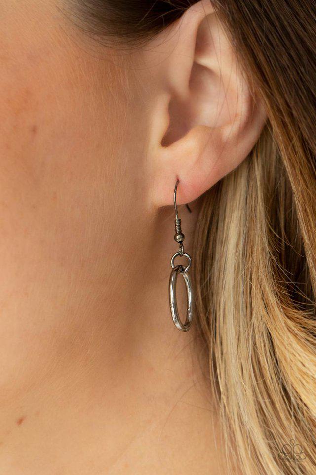 Defined Drama Gunmetal Black Chain Necklace - Paparazzi Accessories - free matching earrings -CarasShop.com - Paparazzi Jewelry by Cara Jewels