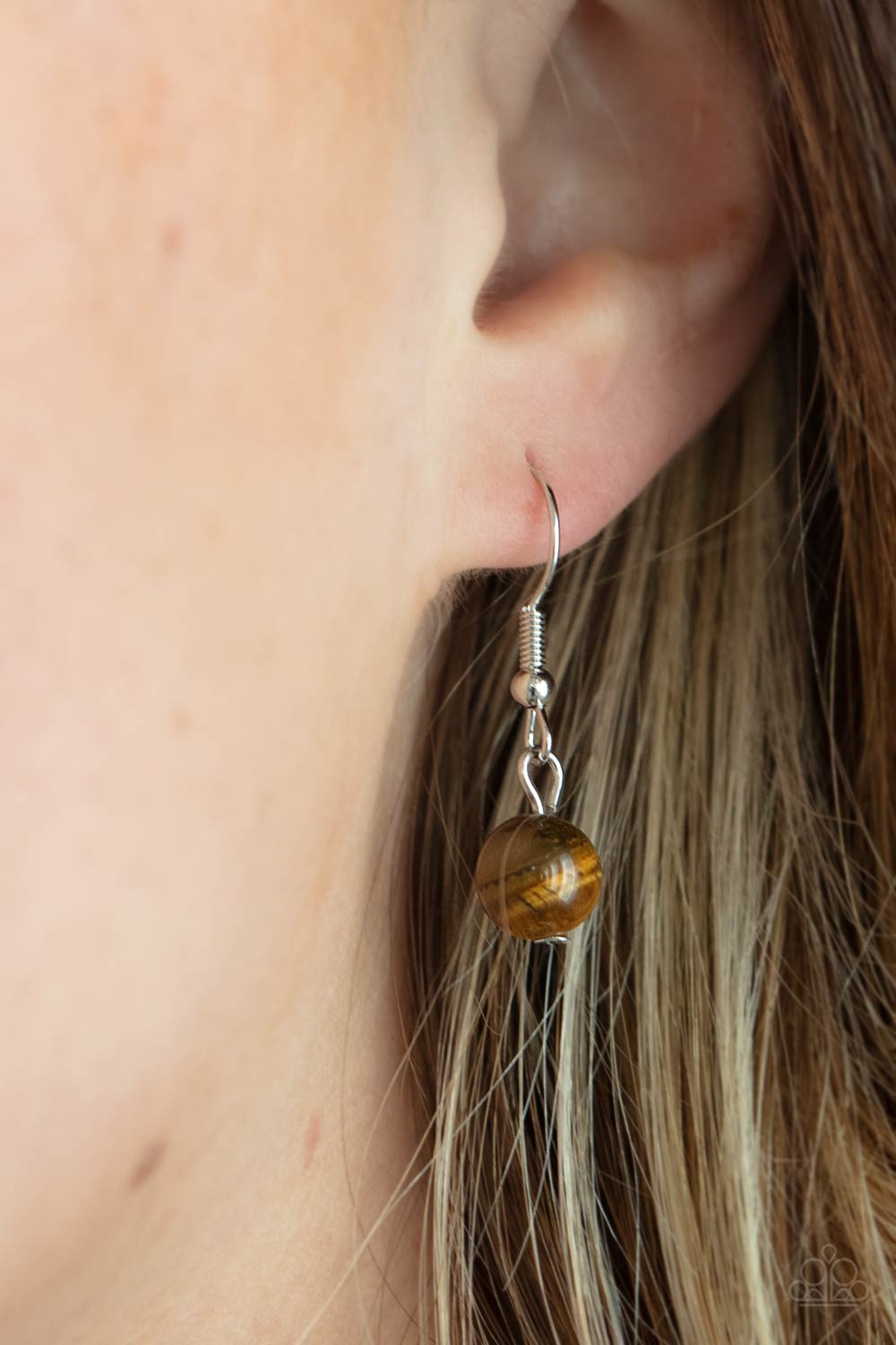 Desert Mystery Brown Tiger's Eye Stone Necklace - Paparazzi Accessories - free matching earrings -CarasShop.com - Paparazzi Jewelry by Cara Jewels