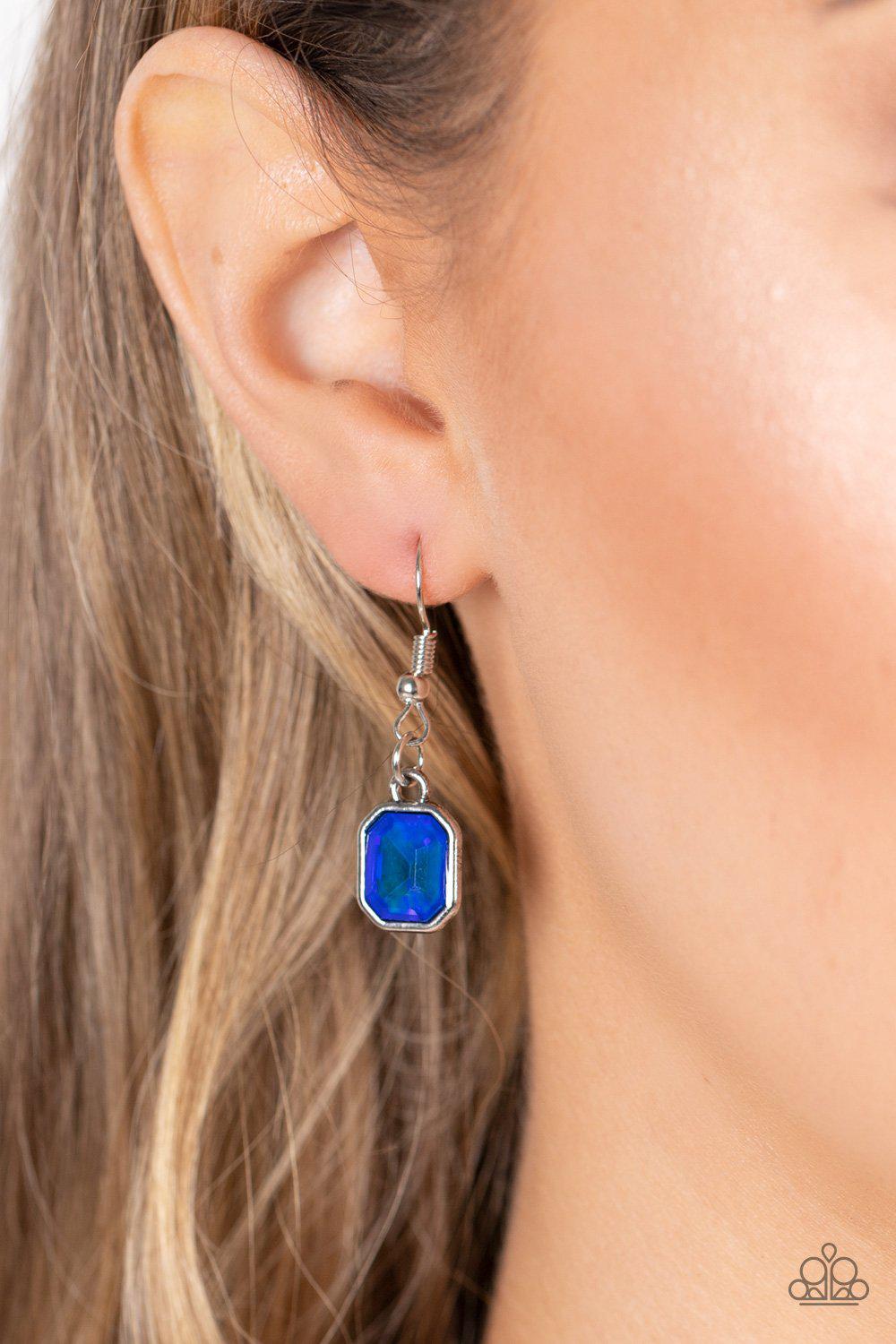 Divine IRIDESCENCE Blue UV Shimmer Rhinestone Necklace - Paparazzi Accessories - free matching earrings -CarasShop.com - Paparazzi Jewelry by Cara Jewels