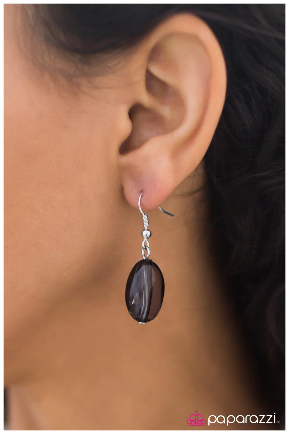 Don't Quit Your Day Job Black Lanyard Necklace - Paparazzi Accessories - free matching earrings -CarasShop.com - Paparazzi Jewelry by Cara Jewels