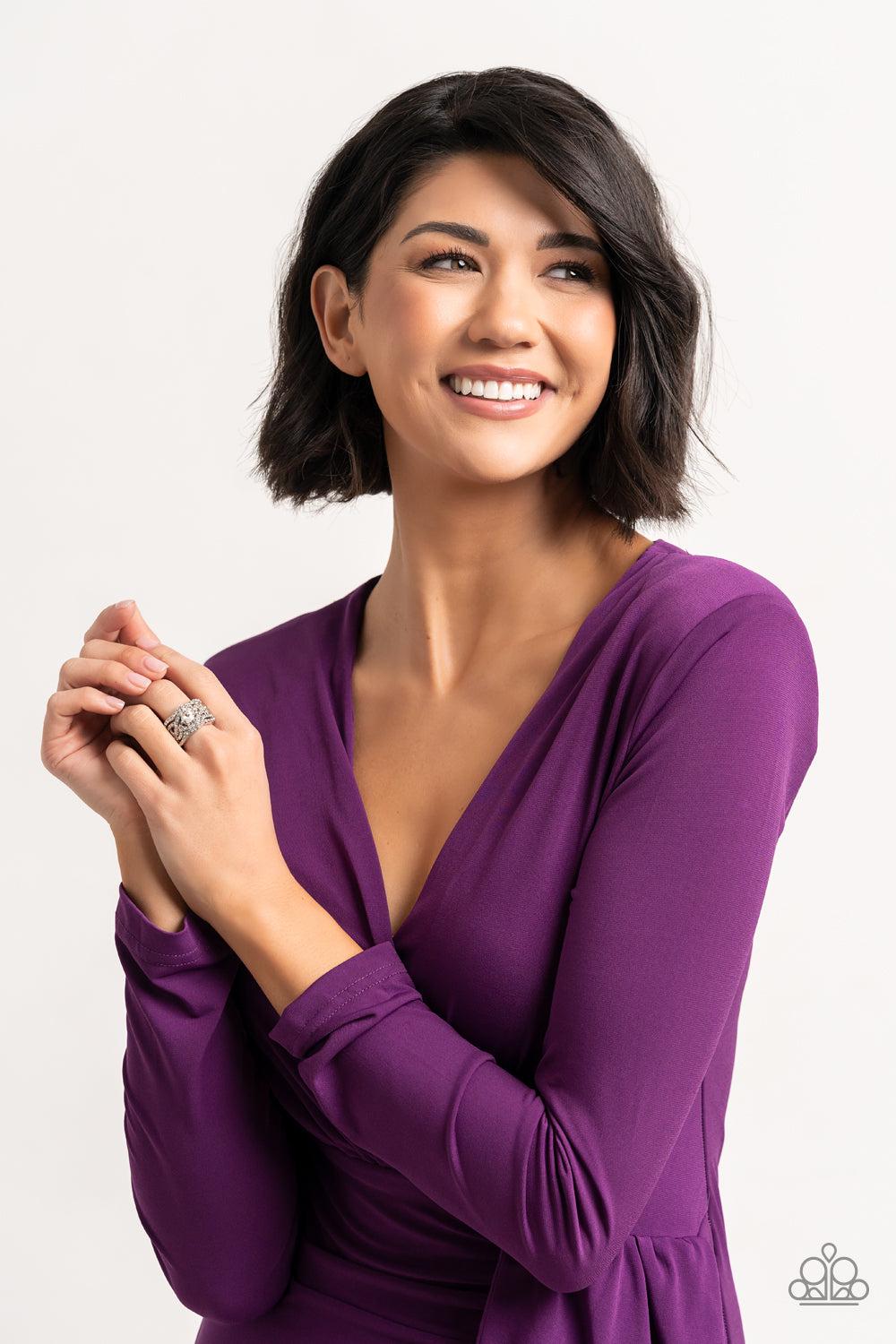 Doting on Dazzle White Rhinestone Ring - Paparazzi Accessories