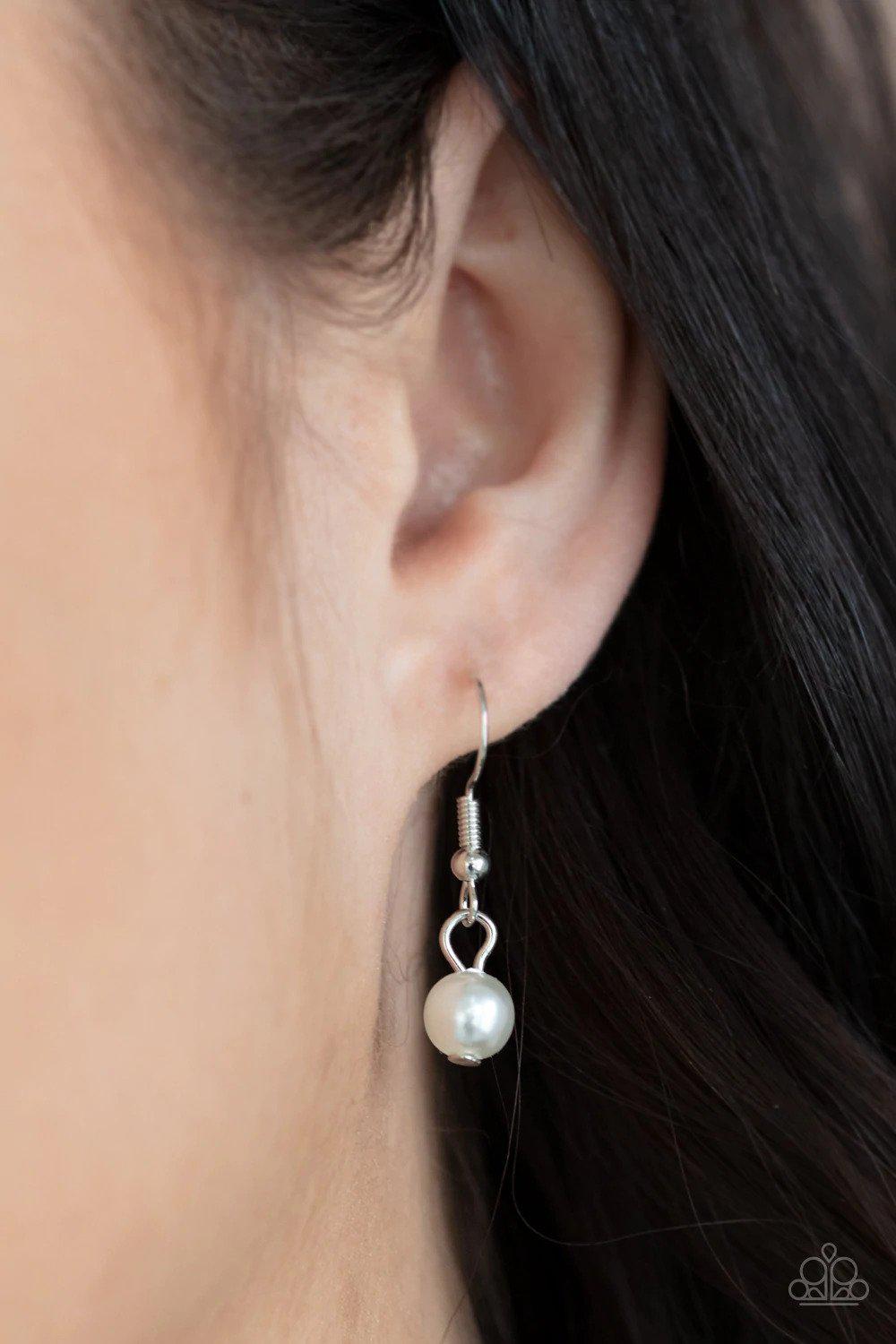 Down For The COUNTESS White Necklace - Paparazzi Accessories - free matching earrings -CarasShop.com - Paparazzi Jewelry by Cara Jewels