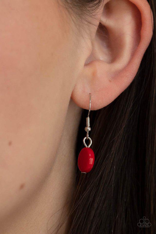 Emblazoned Era Red Necklace - Paparazzi Accessories - free matching earrings -CarasShop.com - Paparazzi Jewelry by Cara Jewels