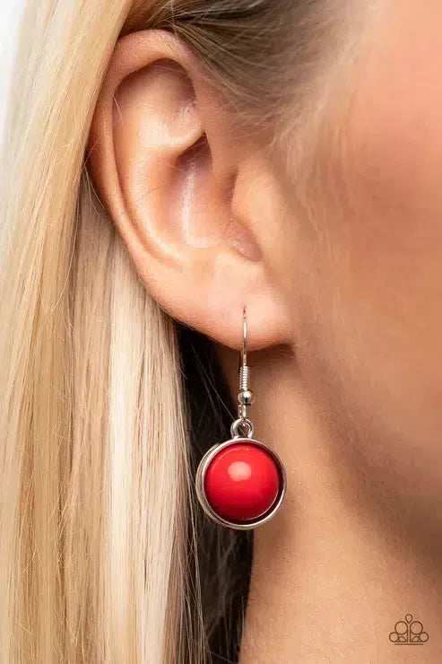Eye of the BEAD-holder Red Necklace - Paparazzi Accessories - free matching earrings -CarasShop.com - Paparazzi Jewelry by Cara Jewels