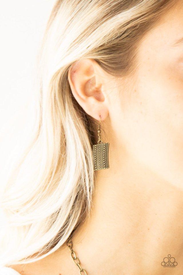 Fiercely Pharaoh Brass Necklace - Paparazzi Accessories - free matching earrings -CarasShop.com - Paparazzi Jewelry by Cara Jewels