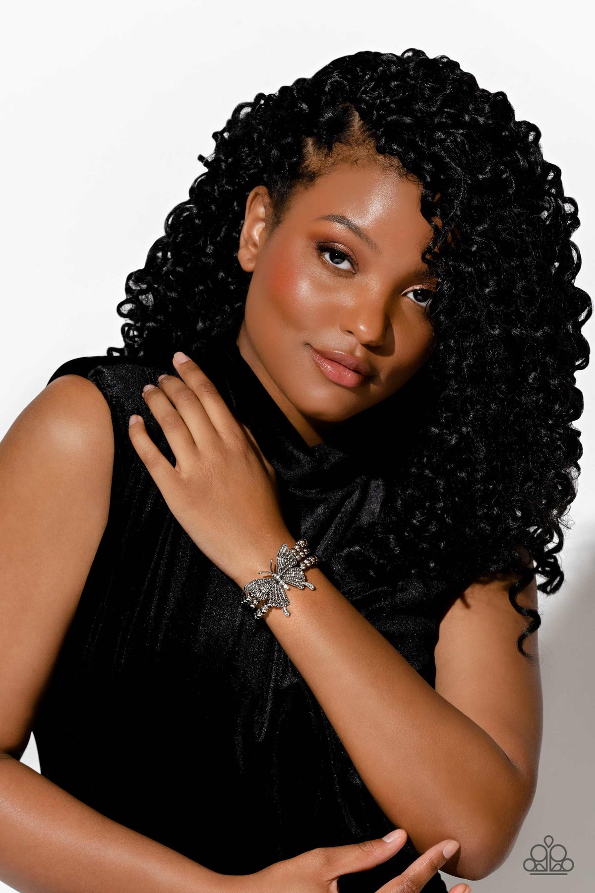 First WINGS First White Rhinestone Butterfly Bracelet - Paparazzi Accessories