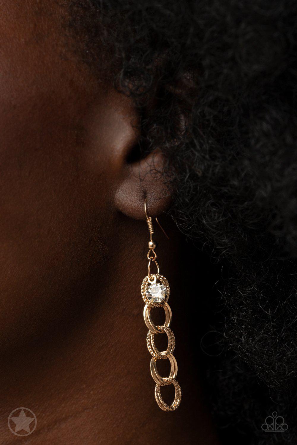 Fishing for Compliments Gold Necklace - Paparazzi Accessories - free matching earrings -CarasShop.com - Paparazzi Jewelry by Cara Jewels