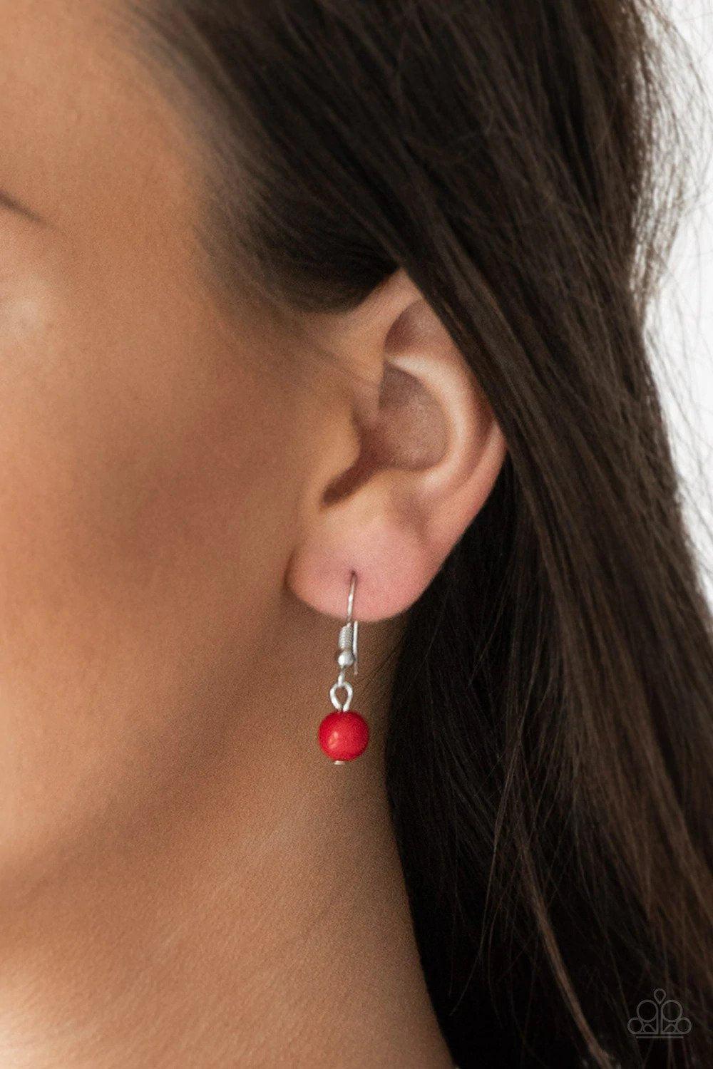Flirty Foxtrot Red Necklace - Paparazzi Accessories - free matching earrings -CarasShop.com - Paparazzi Jewelry by Cara Jewels