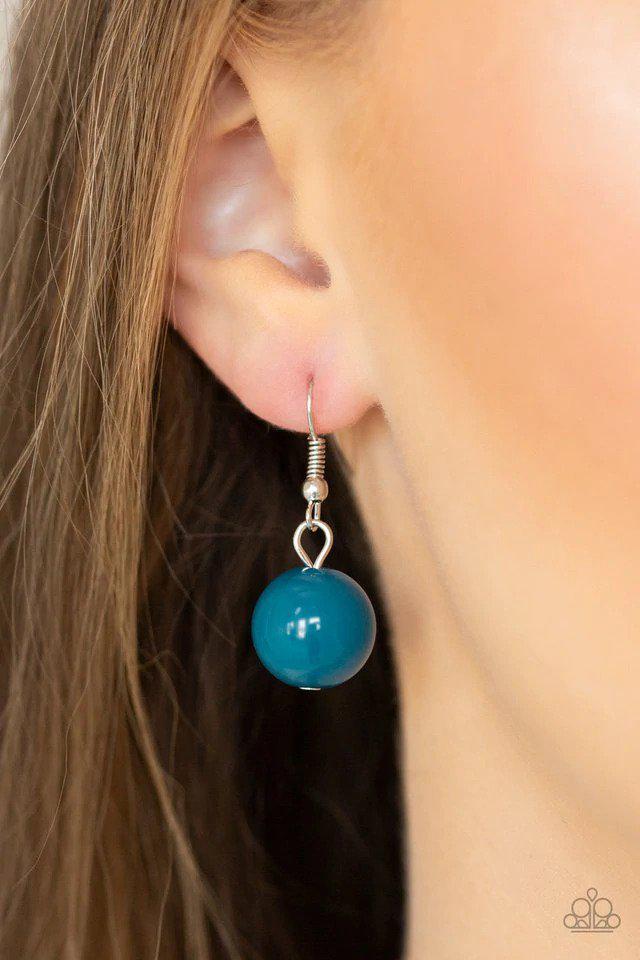 Floral Fusion Blue Necklace - Paparazzi Accessories - free matching earrings -CarasShop.com - Paparazzi Jewelry by Cara Jewels