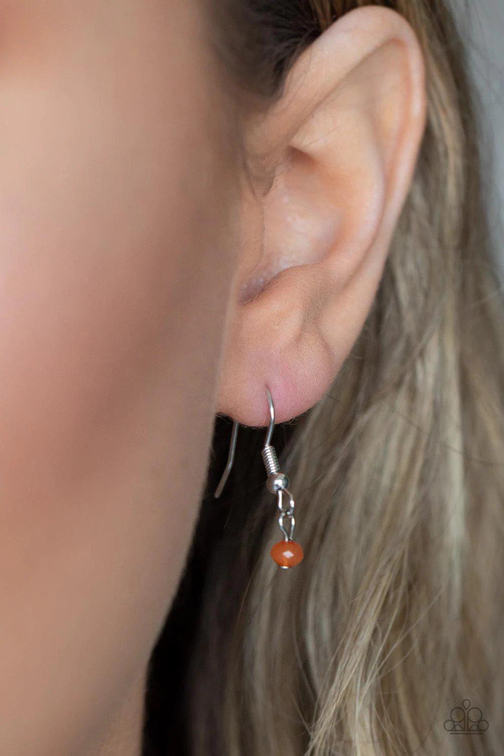 Frond Fantasy Orange Leaf Necklace - Paparazzi Accessories - free matching earrings -CarasShop.com - Paparazzi Jewelry by Cara Jewels