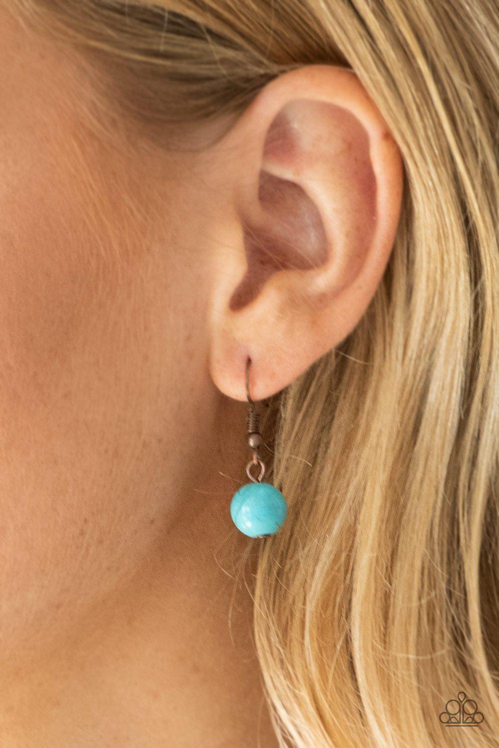 Full Frontier Copper and Turquoise Blue Stone Teardrop Necklace - Paparazzi Accessories - free matching earrings -CarasShop.com - Paparazzi Jewelry by Cara Jewels