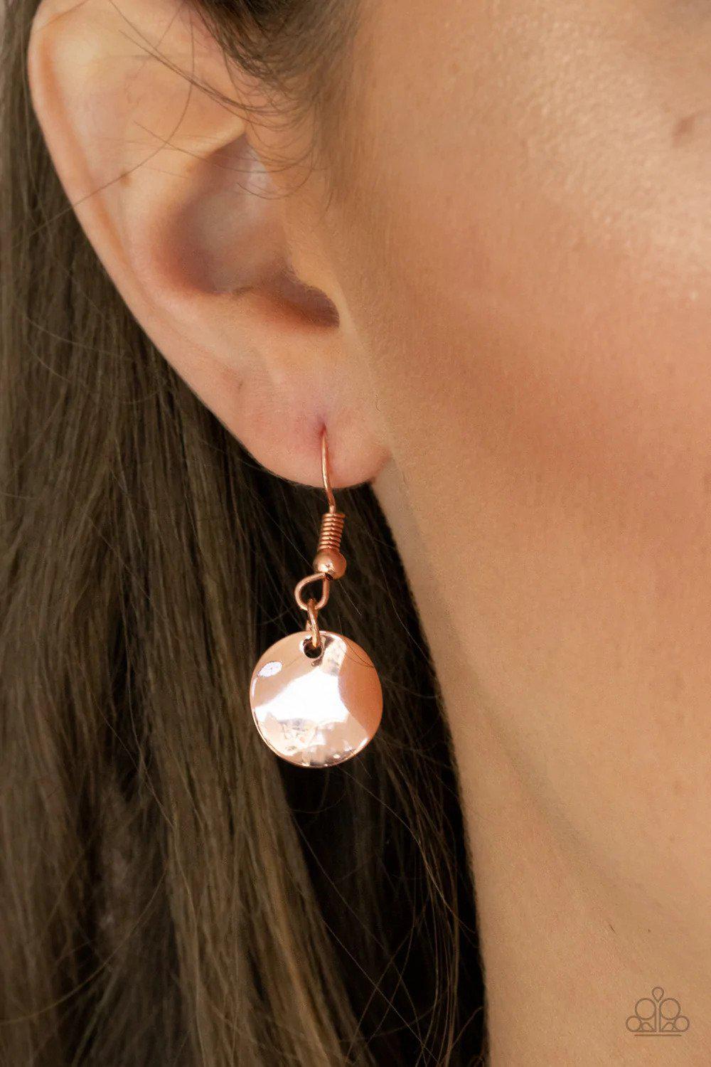 GLISTEN Closely Copper Necklace - Paparazzi Accessories - free matching earrings -CarasShop.com - Paparazzi Jewelry by Cara Jewels