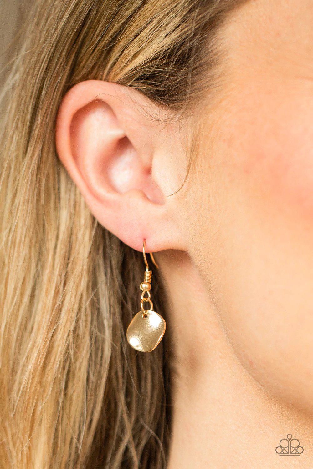 GLISTEN Closely Gold Necklace - Paparazzi Accessories - free matching earrings -CarasShop.com - Paparazzi Jewelry by Cara Jewels