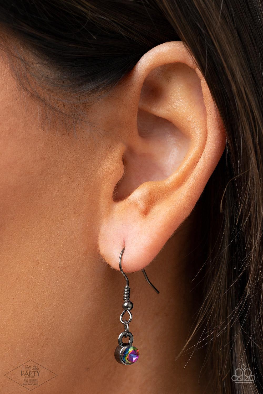 GLOW-Getter Glamour Multi Oil Spill Rhinestone Necklace - Paparazzi Accessories - free matching earrings -CarasShop.com - Paparazzi Jewelry by Cara Jewels