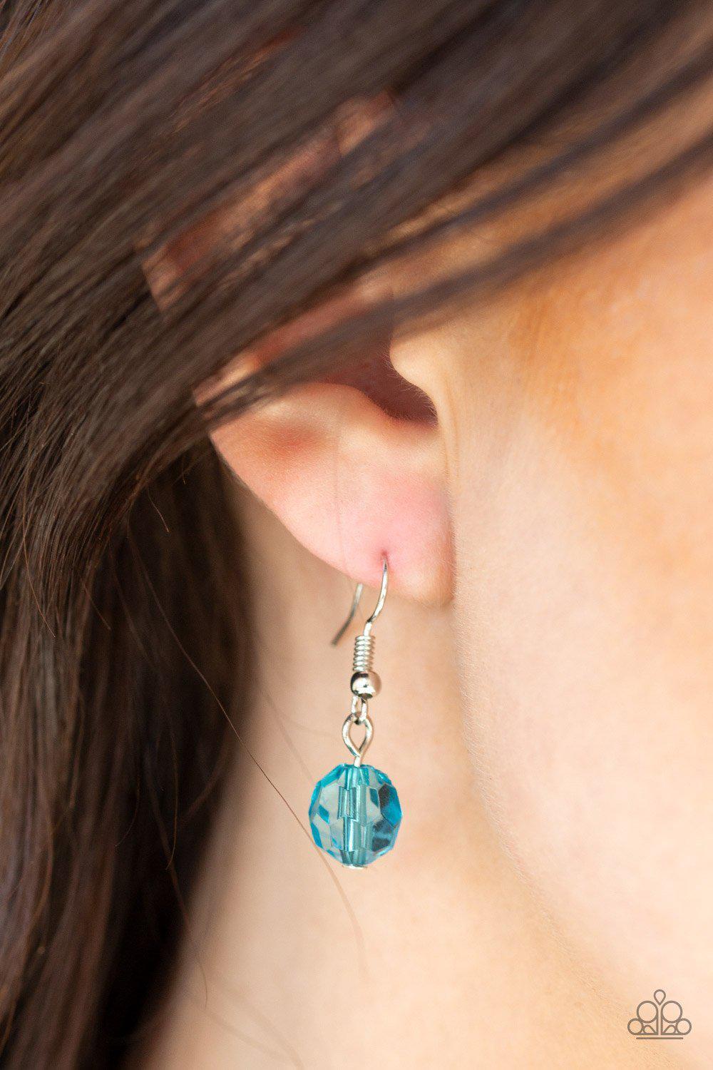 GLOW-Rider Blue and Silver Necklace - Paparazzi Accessories - free matching earrings -CarasShop.com - Paparazzi Jewelry by Cara Jewels