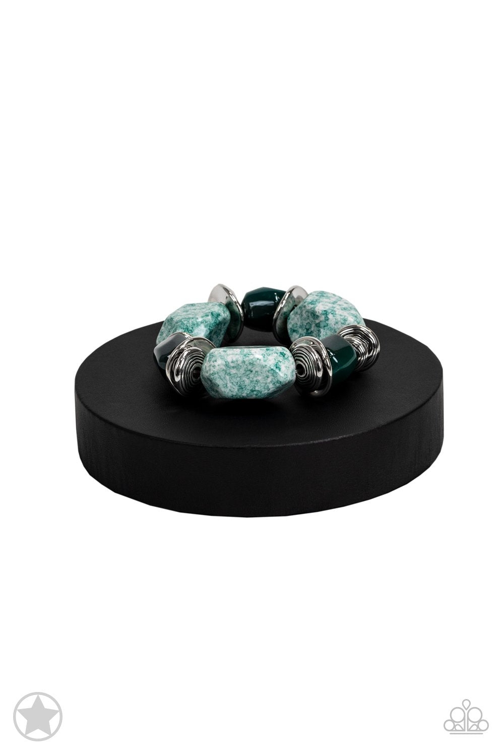 Glaze of Glory Blue Chunky Bead Stretch Bracelet - Paparazzi Accessories - Blockbuster - best seller - CarasShop.com - Paparazzi Jewelry by Cara Jewels