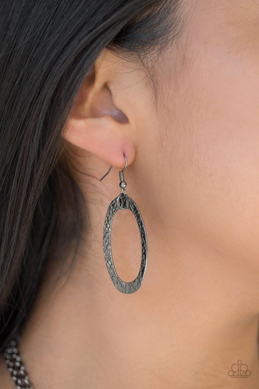 Glimmer Goals Gunmetal Black Necklace - Paparazzi Accessories - free matching earrings -CarasShop.com - Paparazzi Jewelry by Cara Jewels