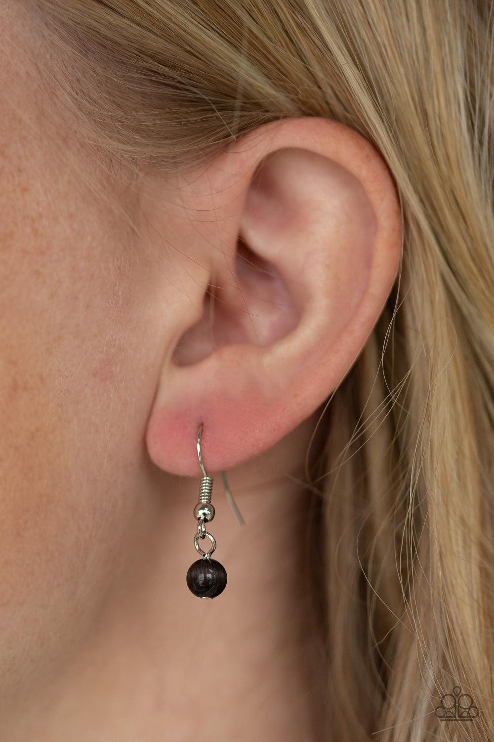 Happy As Can BEAM Black Cat's Eye Necklace - Paparazzi Accessories - free matching earrings -CarasShop.com - Paparazzi Jewelry by Cara Jewels