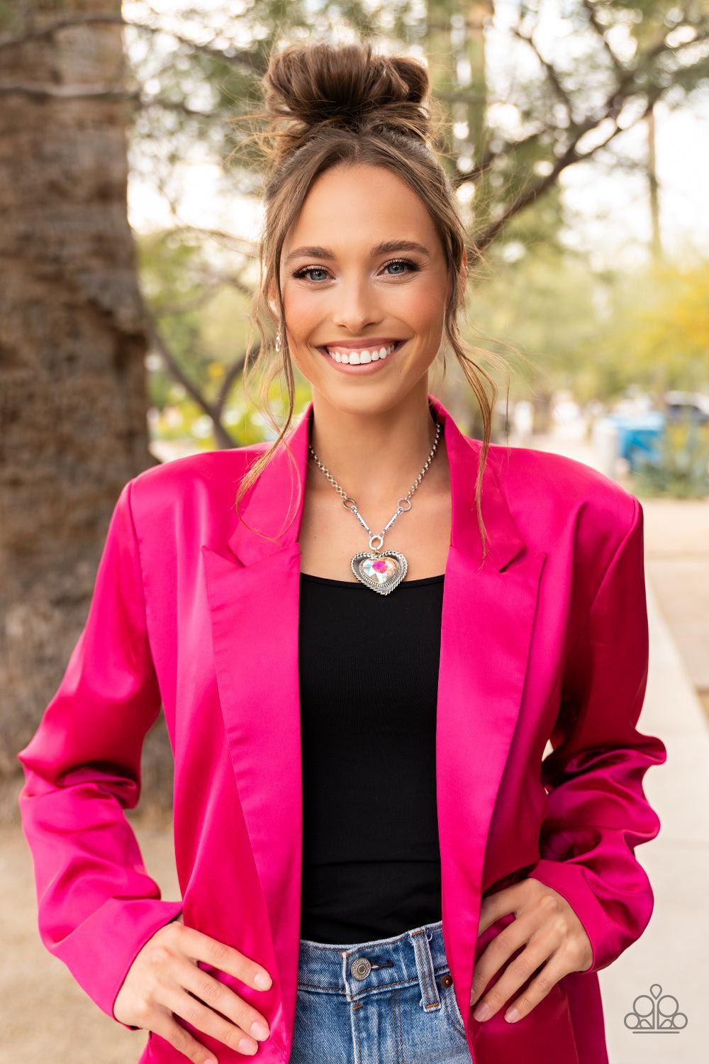 Heart Full Of Fabulous Multi Iridescent Heart Necklace - Paparazzi Accessories