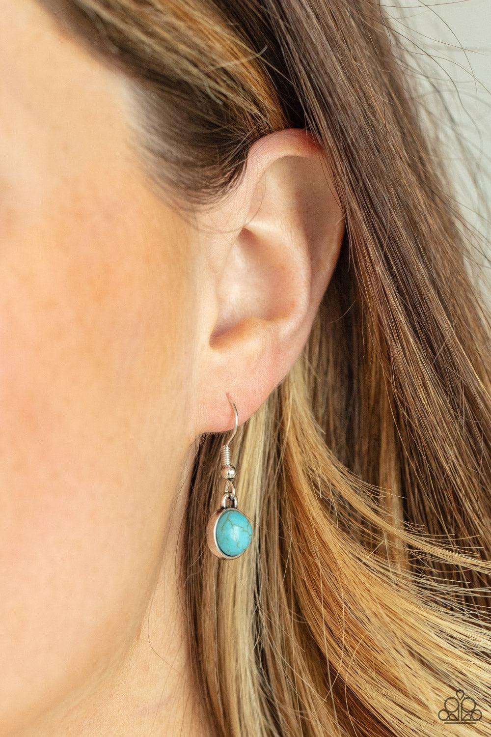 Heavenly Teardrops Turquoise Blue Stone Necklace - Paparazzi Accessories - free matching earrings -CarasShop.com - Paparazzi Jewelry by Cara Jewels