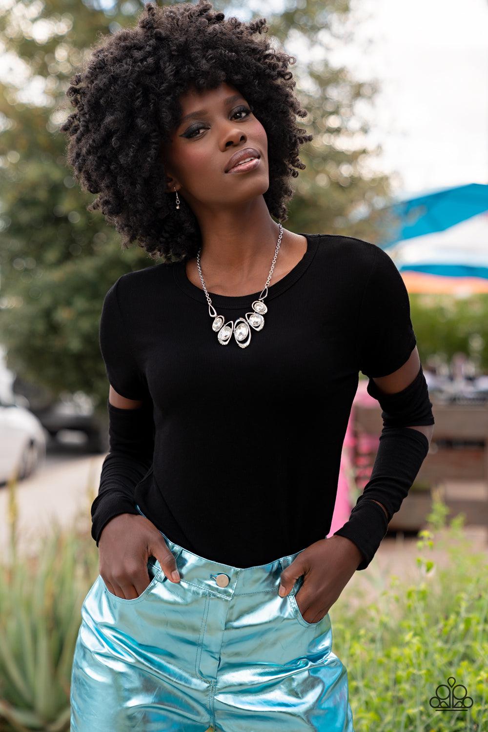 Hypnotic Twinkle White Rhinestone Necklace - Paparazzi Accessories