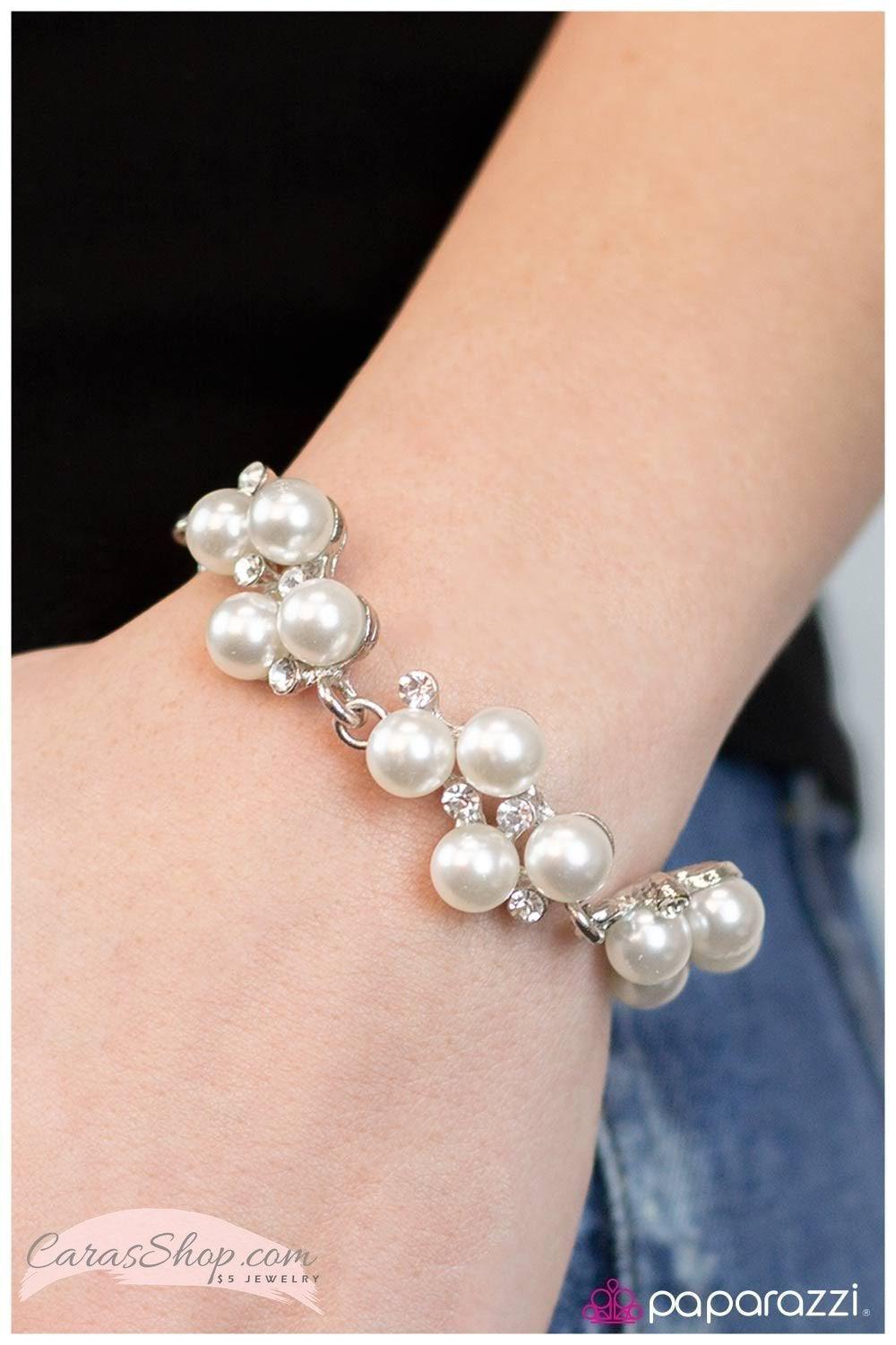I Do - White Pearl Bracelet - Paparazzi Accessories- on bust -CarasShop.com - Paparazzi Jewelry by Cara Jewels