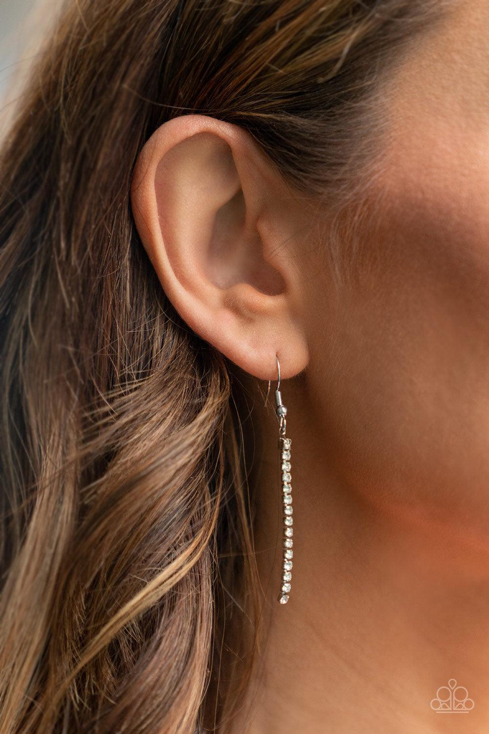 Impressively Icy White Necklace - Paparazzi Accessories - free matching earrings -CarasShop.com - Paparazzi Jewelry by Cara Jewels