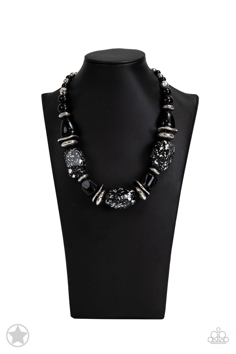 In Good Glazes Chunky Black Necklace - Paparazzi Accessories- on bust -CarasShop.com - Paparazzi Jewelry by Cara Jewels