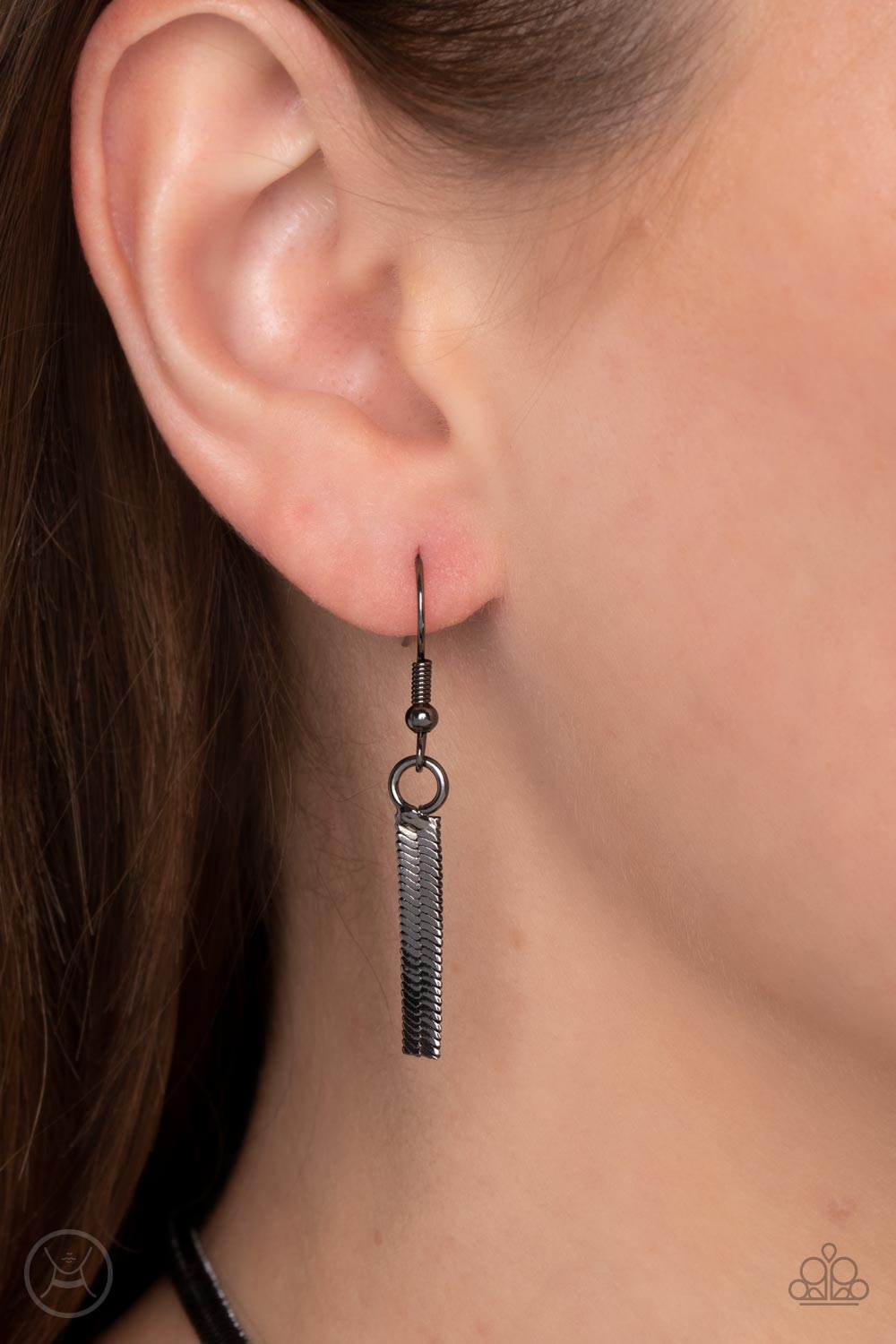 In No Time Flat Gunmetal Black Choker Necklace - Paparazzi Accessories - free matching earrings -CarasShop.com - Paparazzi Jewelry by Cara Jewels