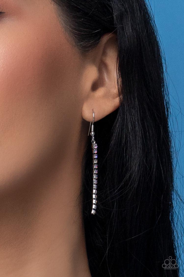 Infinitely Icy Multi Iridescent Rhinestone Necklace - Paparazzi Accessories - free matching earrings -CarasShop.com - Paparazzi Jewelry by Cara Jewels