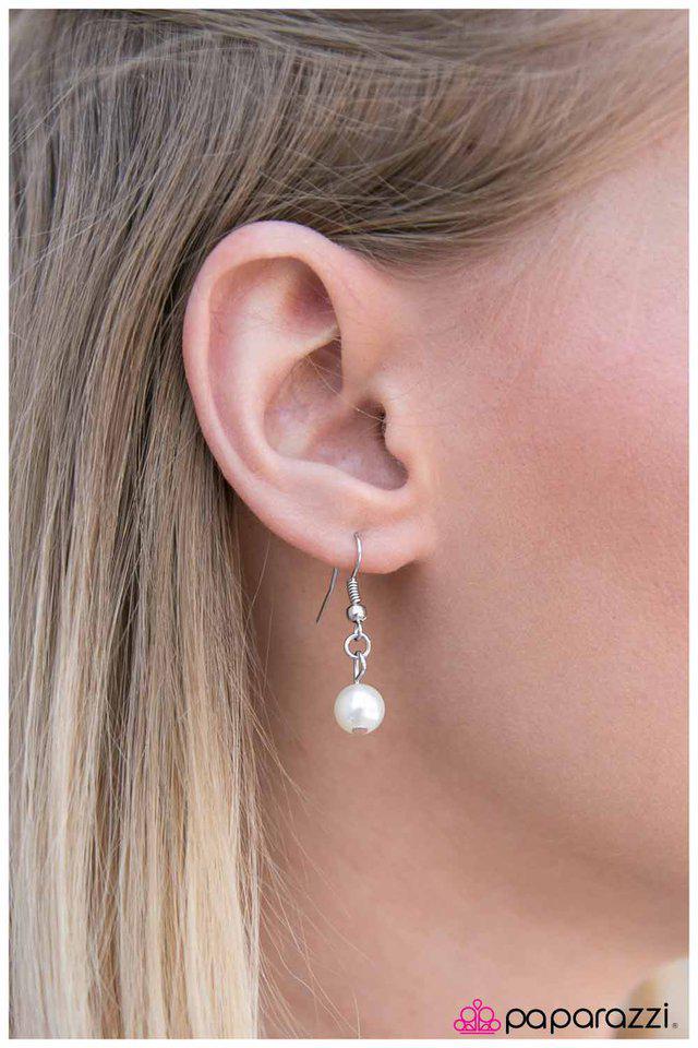 Inspire and Be Inspired White Lanyard Necklace - Paparazzi Accessories - free matching earrings -CarasShop.com - Paparazzi Jewelry by Cara Jewels