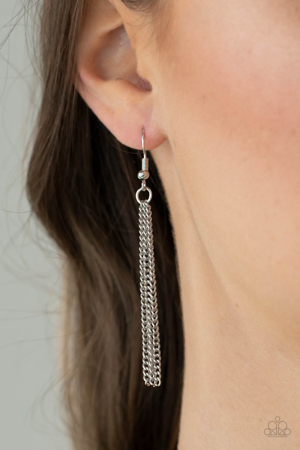 Join The Circle Silver Necklace - Paparazzi Accessories - free matching earrings -CarasShop.com - Paparazzi Jewelry by Cara Jewels