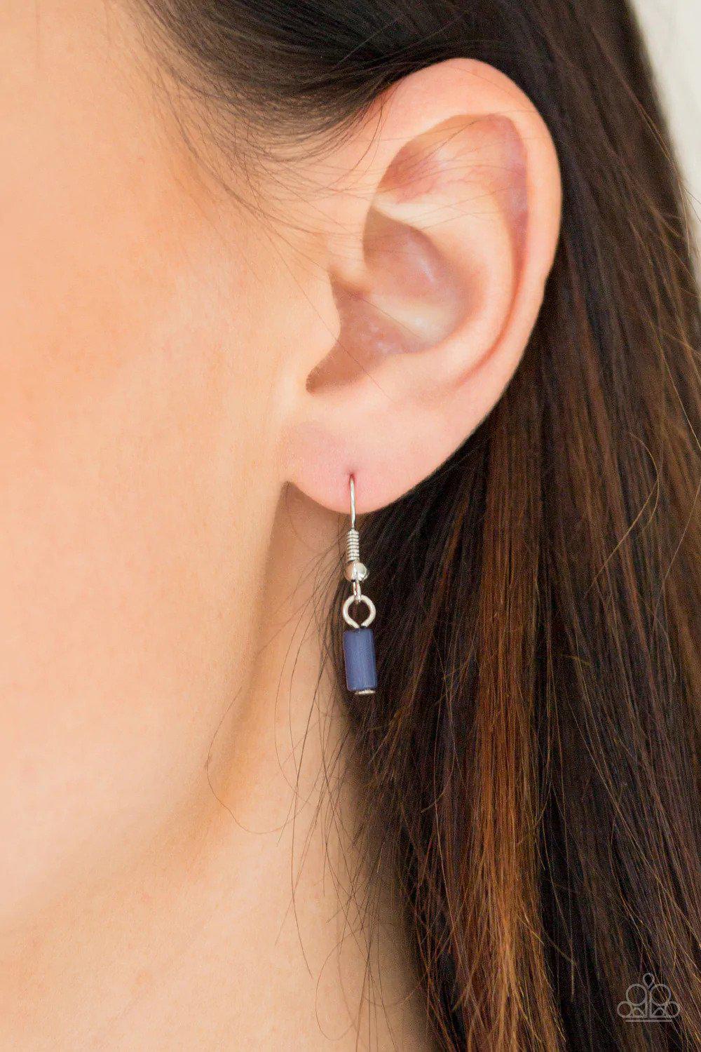 Key Keynote Blue Necklace - Paparazzi Accessories - free matching earrings -CarasShop.com - Paparazzi Jewelry by Cara Jewels