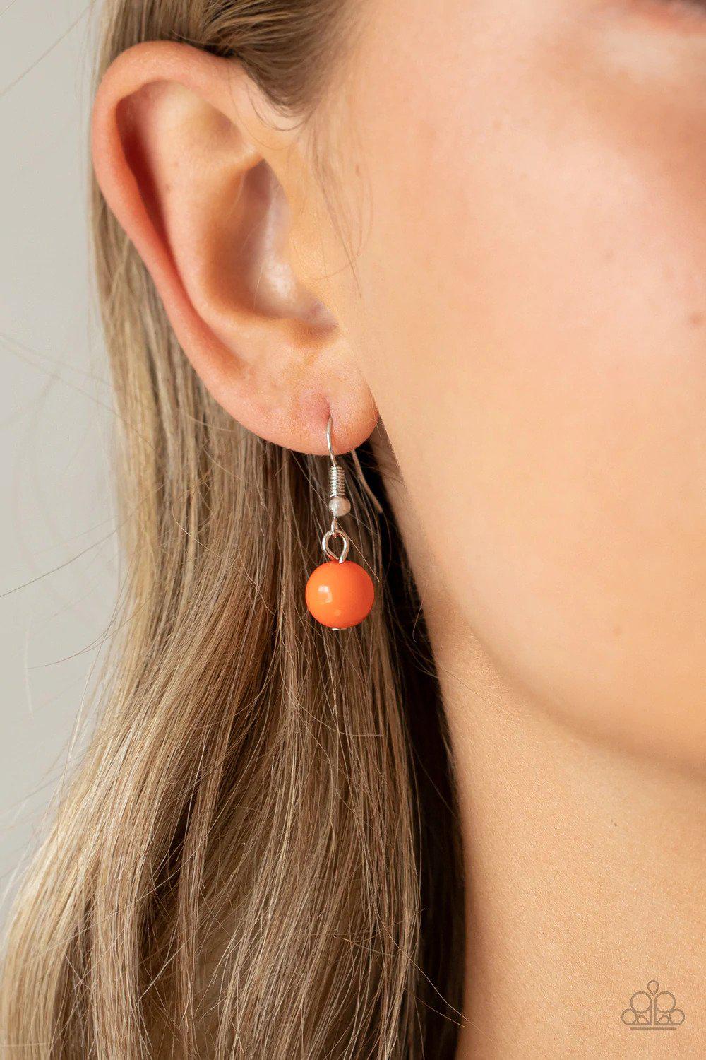 Layer After Layer Orange and Silver Necklace - Paparazzi Accessories - free matching earrings -CarasShop.com - Paparazzi Jewelry by Cara Jewels