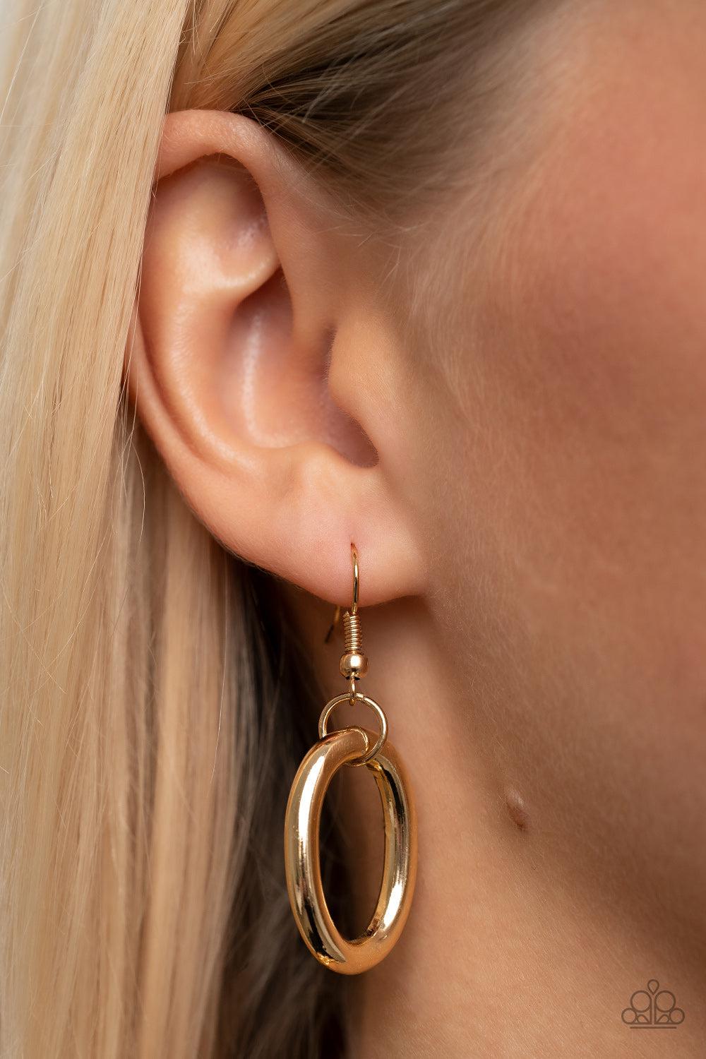 License to Chill Gold Chain Necklace - Paparazzi Accessories - free matching earrings -CarasShop.com - Paparazzi Jewelry by Cara Jewels