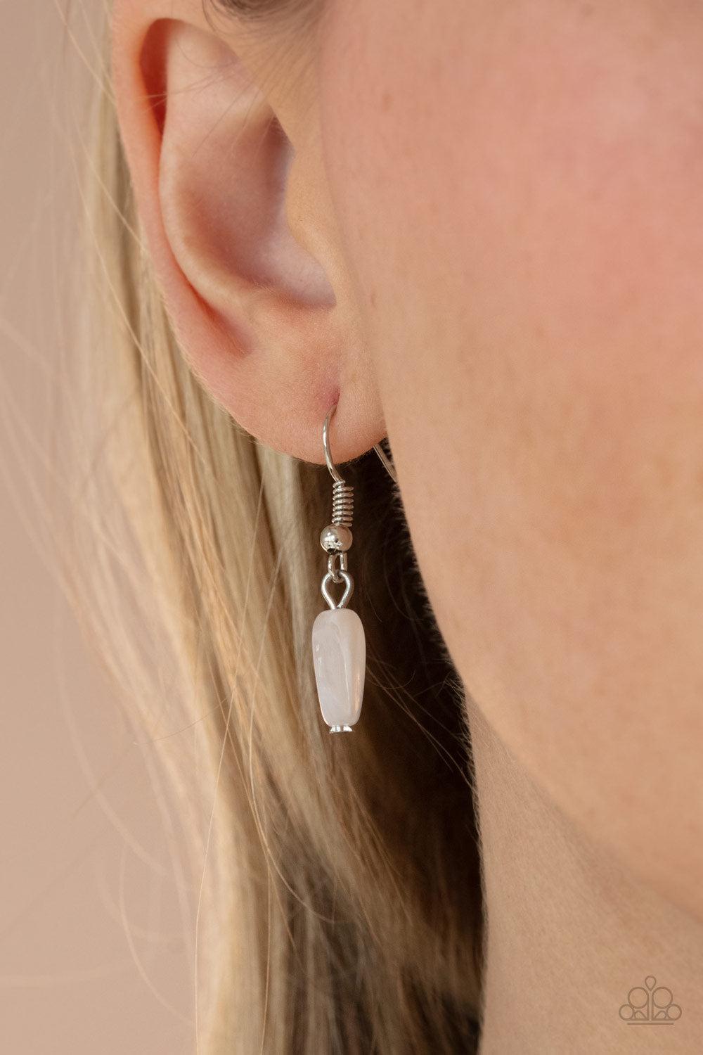 Light-Scattering Luminosity White Necklace - Paparazzi Accessories - free matching earrings -CarasShop.com - Paparazzi Jewelry by Cara Jewels