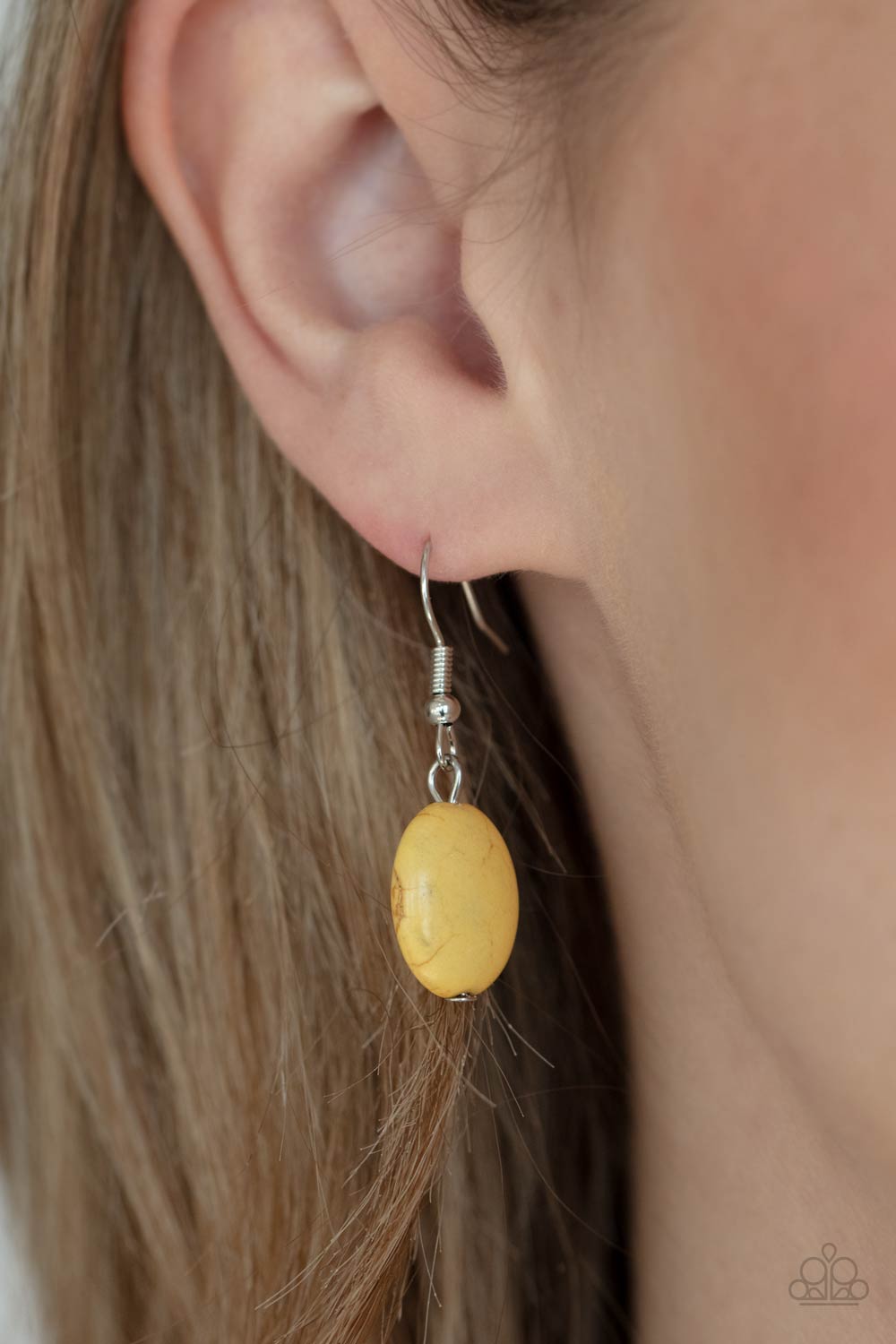 Meet Me At Sunset Yellow Stone Necklace - Paparazzi Accessories - free matching earrings -CarasShop.com - Paparazzi Jewelry by Cara Jewels