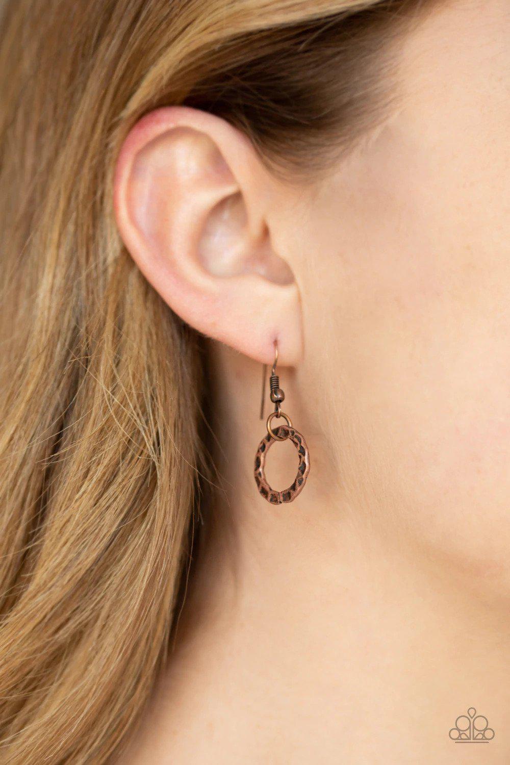 Metal Marathon Copper Necklace - Paparazzi Accessories - free matching earrings -CarasShop.com - Paparazzi Jewelry by Cara Jewels