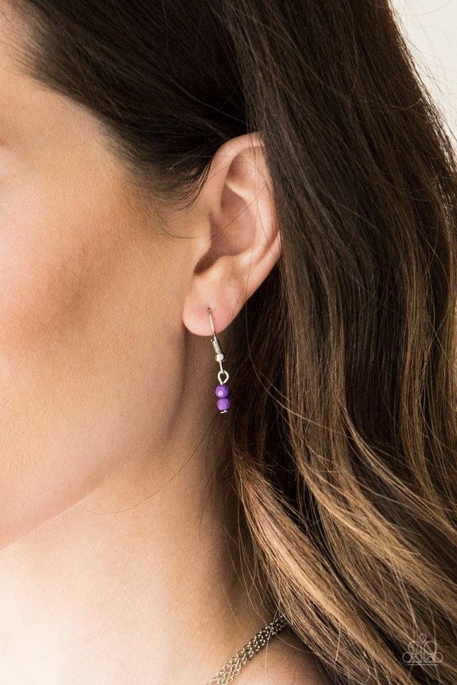 Mild Wild Purple and Silver Necklace - Paparazzi Accessories - free matching earrings -CarasShop.com - Paparazzi Jewelry by Cara Jewels