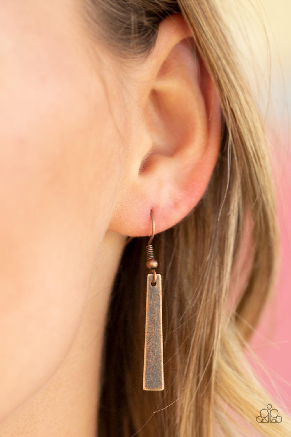 Modern Medalist Copper Necklace - Paparazzi Accessories - free matching earrings -CarasShop.com - Paparazzi Jewelry by Cara Jewels