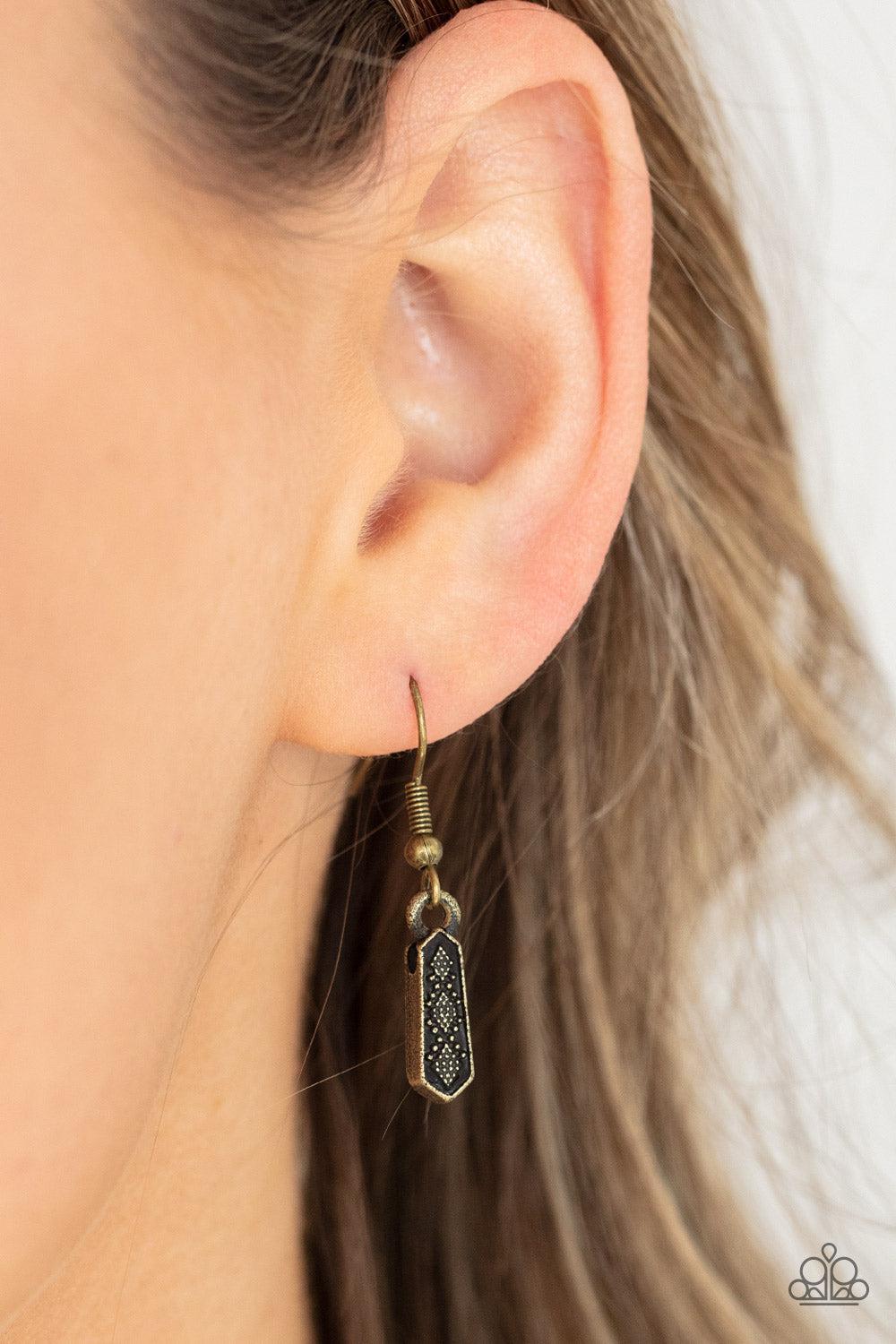 Monumental March Brass Necklace - Paparazzi Accessories - free matching earrings -CarasShop.com - Paparazzi Jewelry by Cara Jewels