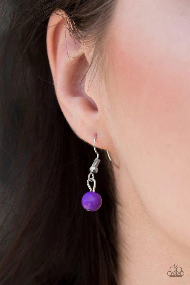On Mountain Time Purple Stone Necklace - Paparazzi Accessories - free matching earrings -CarasShop.com - Paparazzi Jewelry by Cara Jewels