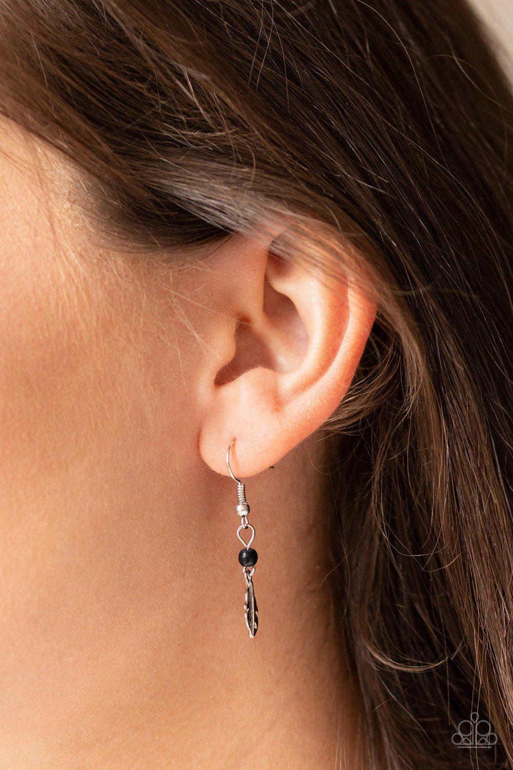 On The Fly Black Necklace - Paparazzi Accessories - free matching earrings -CarasShop.com - Paparazzi Jewelry by Cara Jewels